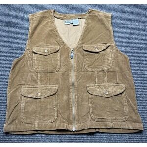 Capacity‎ Vest Mens Large Brown Corduroy Utility Multi Pocket Zip Front Workwear